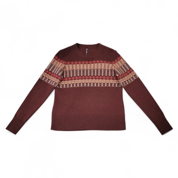 KÜHL Nordik Merino Wool Fair Isle Crewneck Sweater Cinnabar Brown - Women's M - Picture 3 of 15